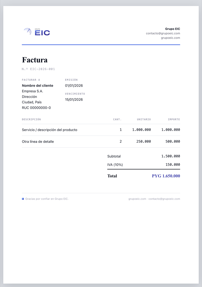 Vista previa — Membrete · carta · factura