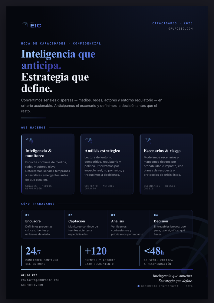 Vista previa — One-pager · capacidades